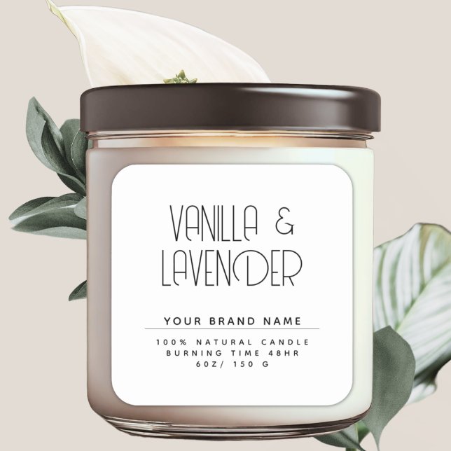 Adesivo Quadrado Embalagem de velas cosméticas minimalistas moderna (Criador carregado)