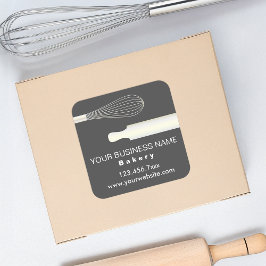 Adesivo Quadrado Embalagem Minimalista de Padaria de Bolos Chic Mod
