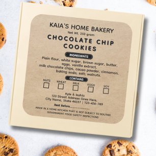 Adesivo Quadrado Embalagem para a padaria rustic cookies Label Cott