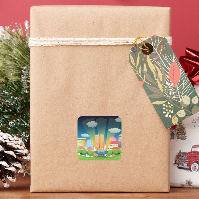 Adesivo Quadrado Embarcação Espacial Nos Autocolantes (Criador carregado)