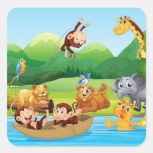 Adesivo Quadrado Embarque num Mini Safari Adventure (Sticker