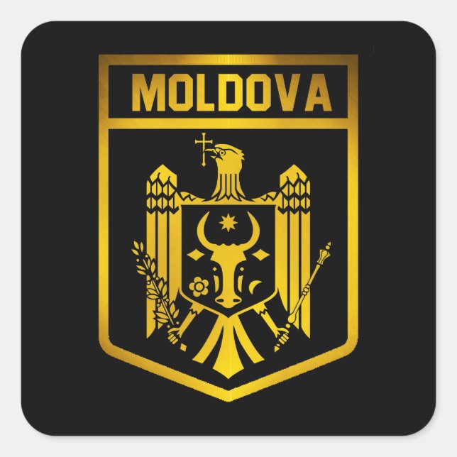 Adesivo Quadrado Emblem Moldávia (Frente)