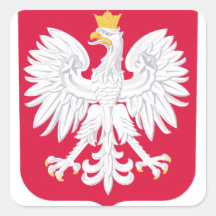 Adesivo Quadrado Emblem polonês - Polônia Shield - Polska Herb Po