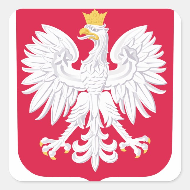Adesivo Quadrado Emblem Polonês - Polônia Shield - Polska Herb Pols (Frente)
