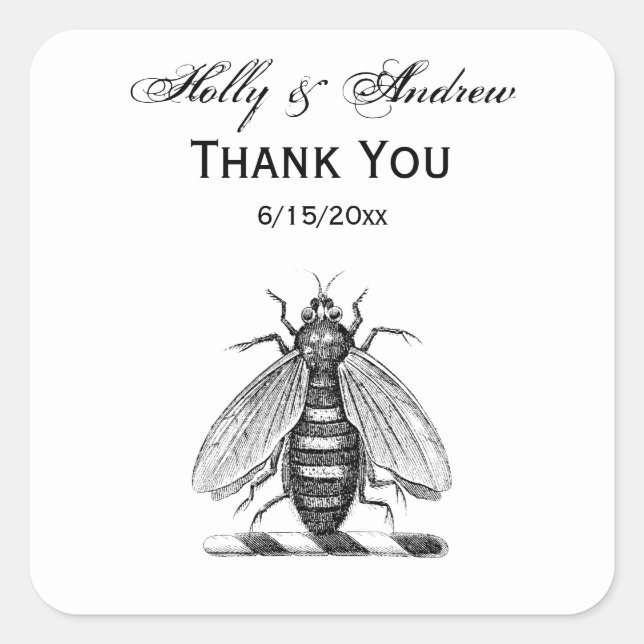 Adesivo Quadrado Emblema da Abelha Herádica de Pré-Disquete, Casaco (Frente)