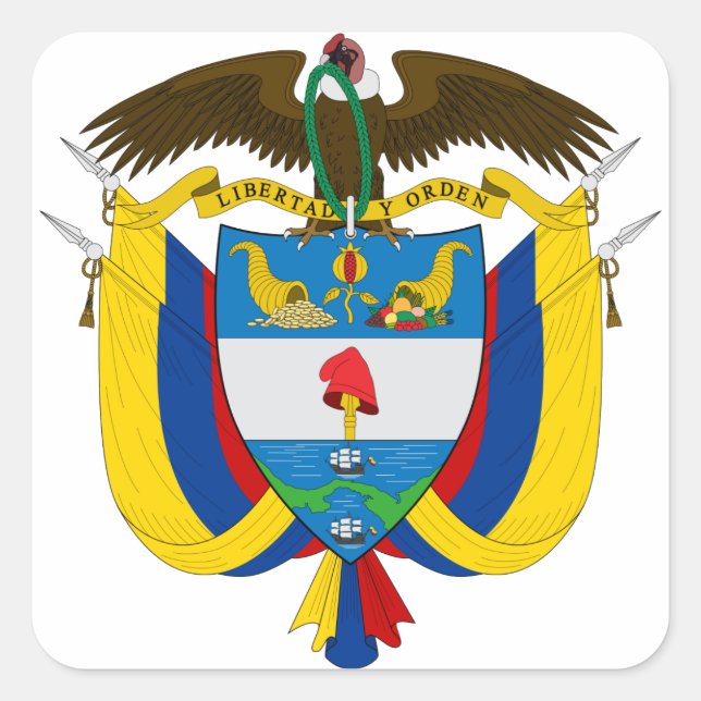 Adesivo Quadrado emblema da Colômbia (Frente)