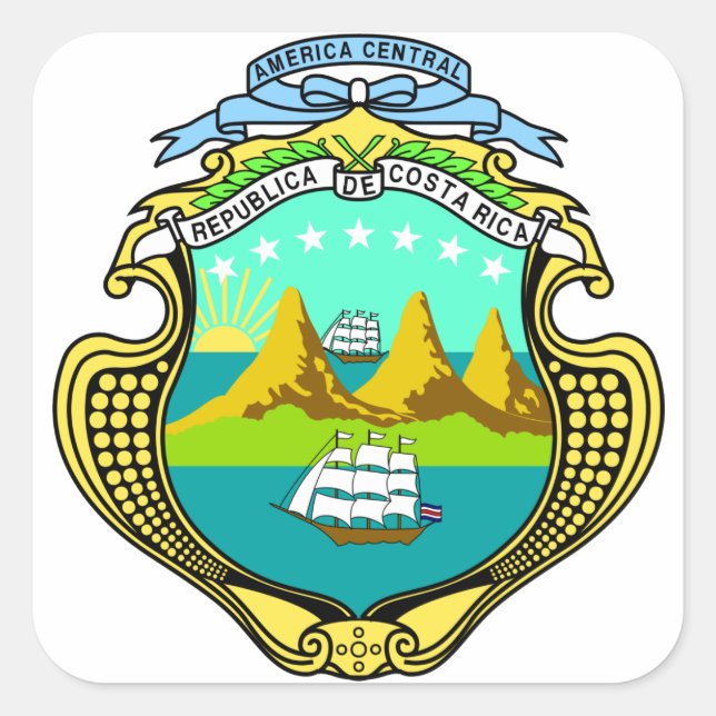 Adesivo Quadrado emblema da costa rica (Frente)