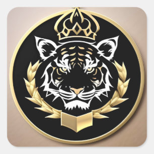 Adesivo Quadrado Emblema da Crista do Tigre Dourado