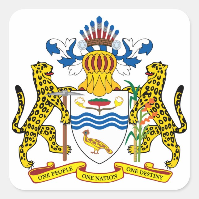 Adesivo Quadrado emblema da guyana (Frente)
