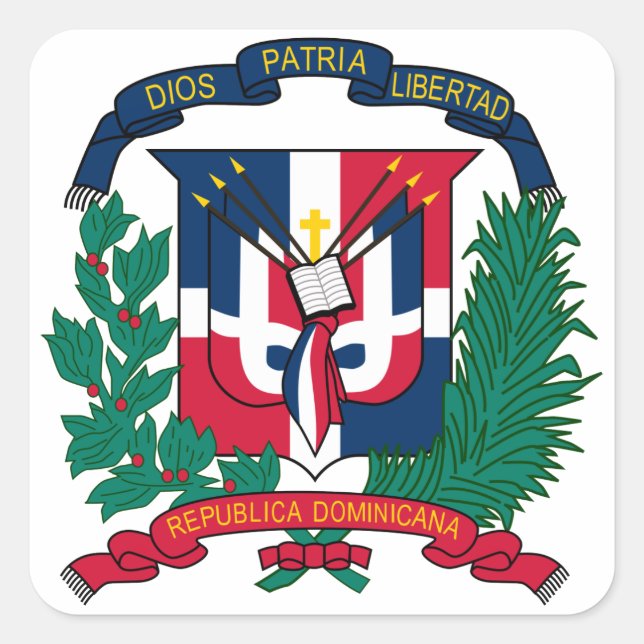 Adesivo Quadrado emblema da república dominicana (Frente)