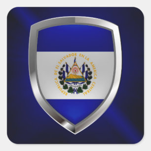 Adesivo Quadrado Emblema de El Salvador Mettalic