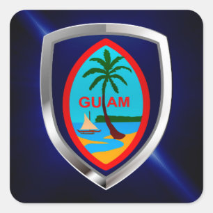 Adesivo Quadrado Emblema de Guam Mettalic