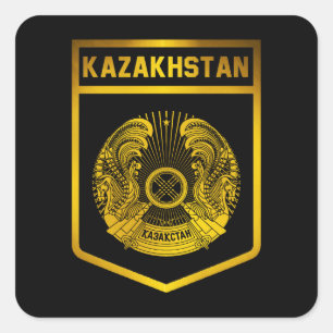 Adesivo Quadrado Emblema de Kazakhstan