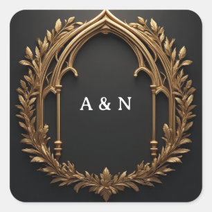 Adesivo Quadrado Emblema de Louro Dourado ✨