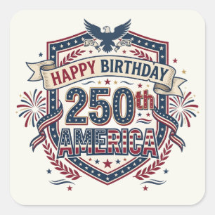 Adesivo Quadrado Emblema do 250º aniversário da América
