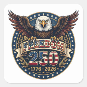 Adesivo Quadrado Emblema do Aniversário Águia Patriótica Freedom 25