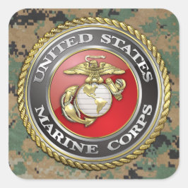 Adesivo Quadrado Emblema do Corpo Marinho dos EUA (USMC) [3D]