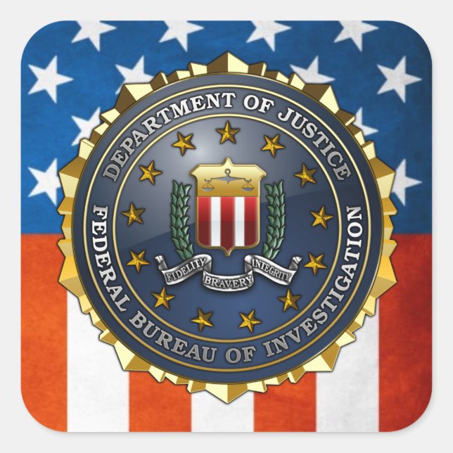 Adesivo Quadrado Emblema do FBI (Frente)