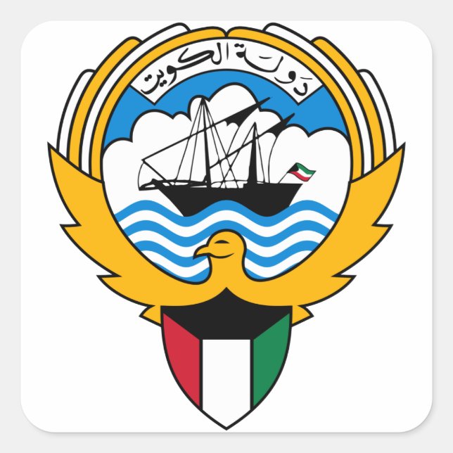Adesivo Quadrado emblema do kuwait (Frente)