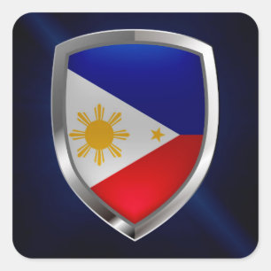 Adesivo Quadrado Emblema Metálico das Filipinas