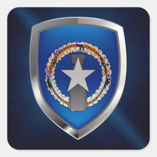 Adesivo Quadrado Emblema Metálico das Ilhas Marianas nortes