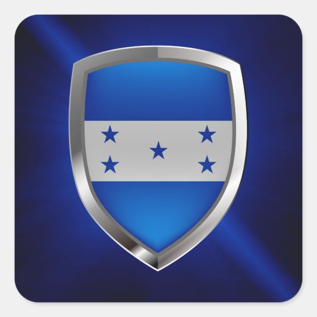 Adesivo Quadrado Emblema Metálico de Honduras (Frente)