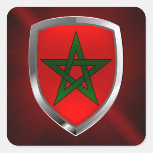 Adesivo Quadrado Emblema metálico de Marrocos