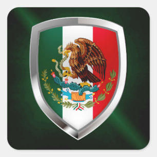Adesivo Quadrado Emblema metálico de México
