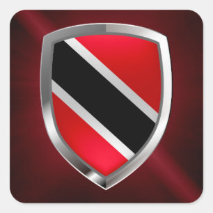 Adesivo Quadrado Emblema metálico de Trinidad and Tobago