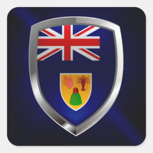 Adesivo Quadrado Emblema metálico de Turks and Caicos Islands