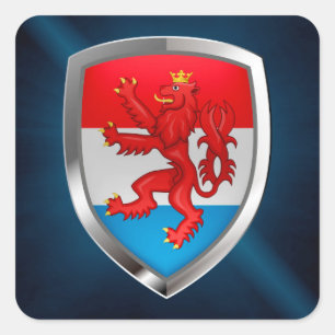 Adesivo Quadrado Emblema Metálico do Luxemburgo