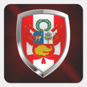 Adesivo Quadrado Emblema Metálico do Peru