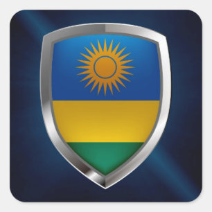 Adesivo Quadrado Emblema Metálico Ruanda