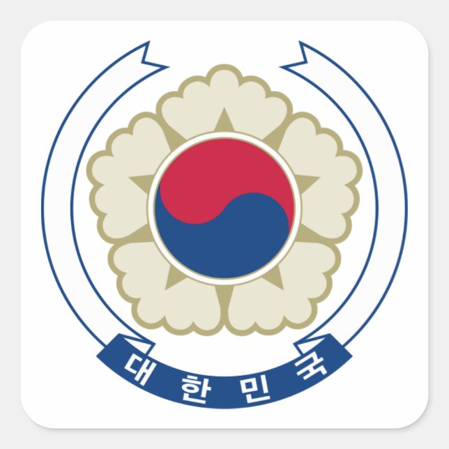 Adesivo Quadrado Emblema Nacional da Coreia do Sul (Frente)
