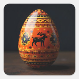 Adesivo Quadrado Embroidered Reindeer Easter Egg