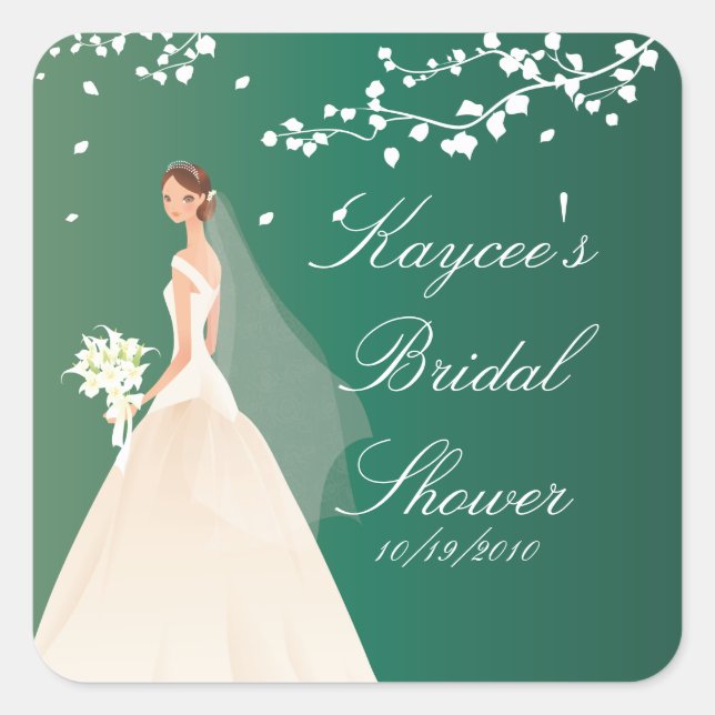 Adesivo Quadrado Emerald Bride Chá de panela Square Sticker (Frente)