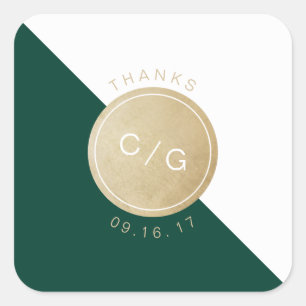 Adesivo Quadrado Emerald verde minimalista obrigado moderno