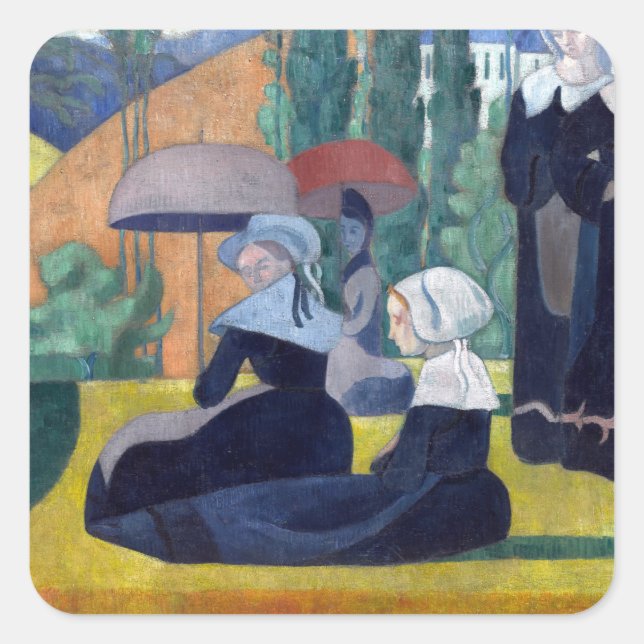 Adesivo Quadrado Emile Bernard Breton Women com Umbrellas (Frente)