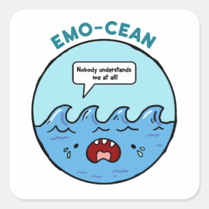 Adesivo Quadrado Emo-cean Ocean Beach Pun Sticker