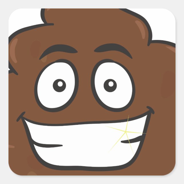 Adesivo Quadrado emoji de cocô engraçado (Frente)