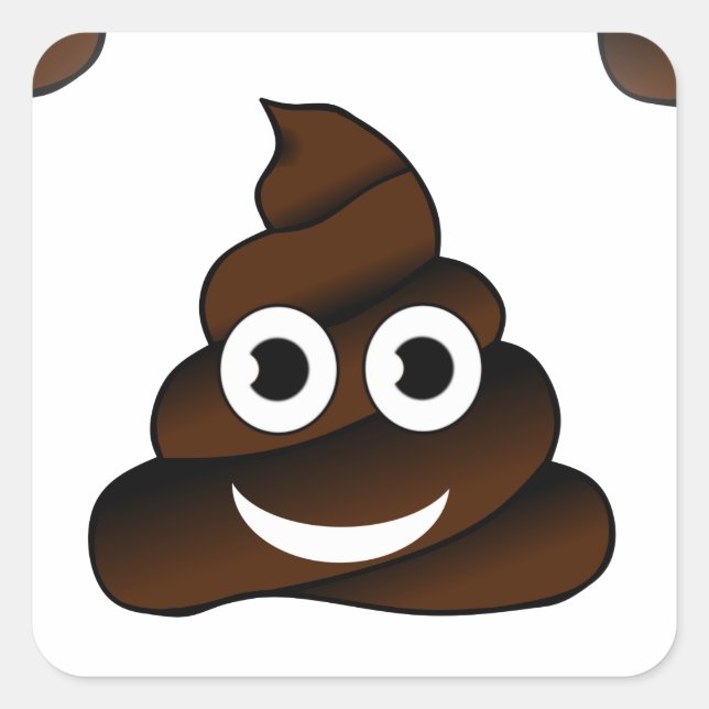 Adesivo Quadrado emoji de cocô engraçado (Frente)