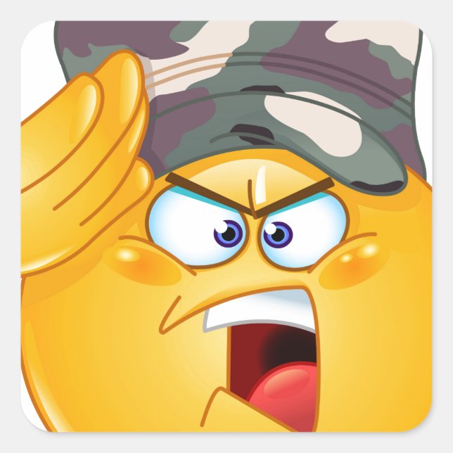 Adesivo Quadrado emoji do exército (Frente)