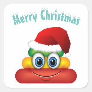 Adesivo Quadrado Emoji do tombadilho do unicórnio do Feliz Natal