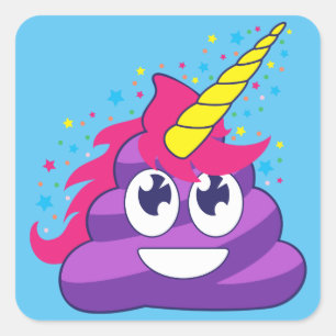 Adesivo Quadrado Emoji Purple Unicorn Poop