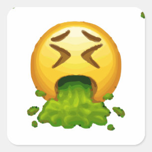 Adesivo Quadrado emoji que puking