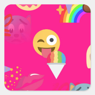 Adesivo Quadrado emoji rosa quente