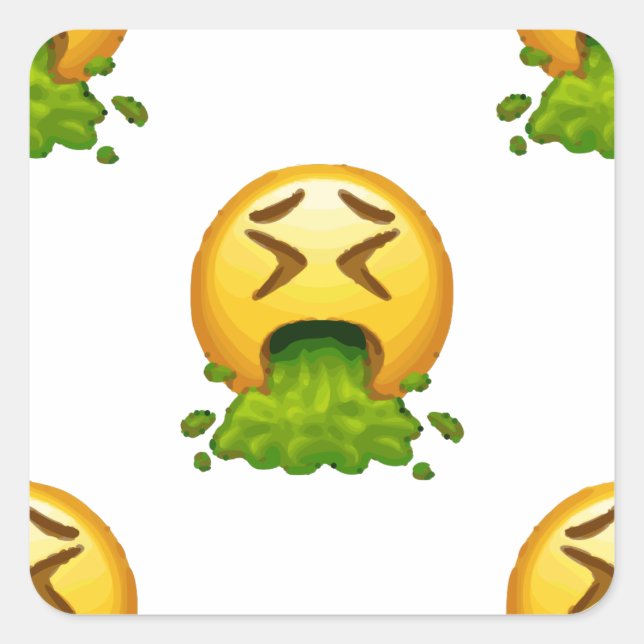 Adesivo Quadrado emoji vomitando (Frente)
