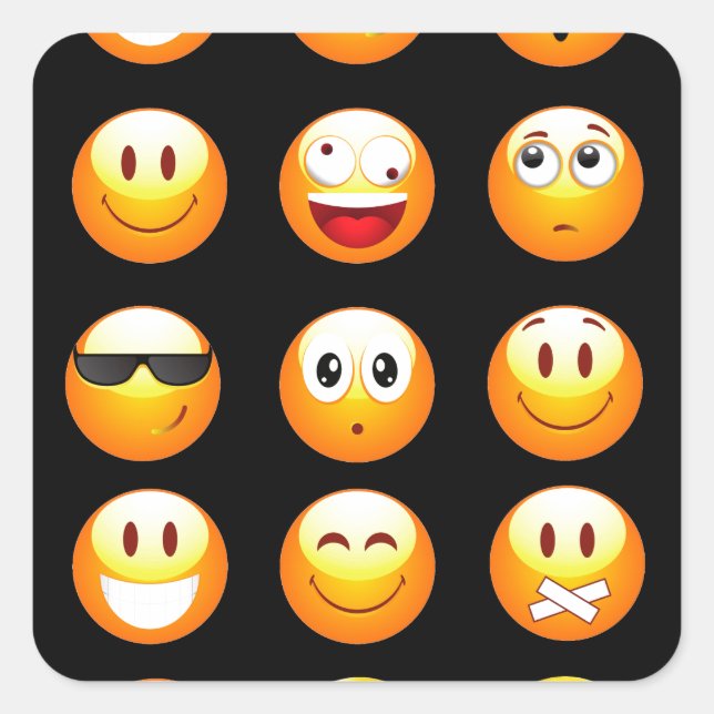 Adesivo Quadrado emojis preto (Frente)