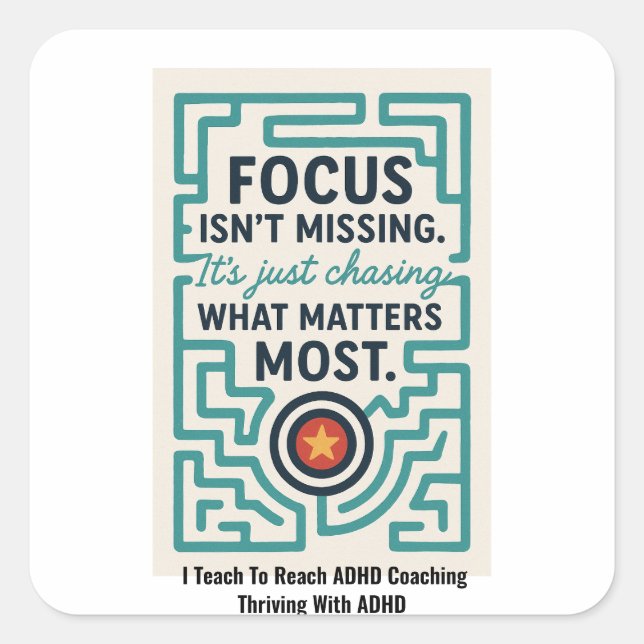 Adesivo Quadrado Empenhamento com o ADHD (Frente)