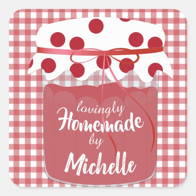 Adesivo Quadrado Emperramento de casa personalizado e Gingham (Frente)